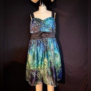 Z Cavaricci Peacock dress altered to have straps.